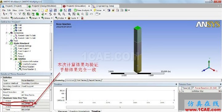 WORKEBCNH實例入門（支座反力）ansys分析圖片18