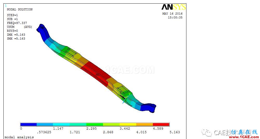【技術(shù)篇】基于ANSYS的汽車前軸強(qiáng)度分析和模態(tài)分析ansys結(jié)果圖片18